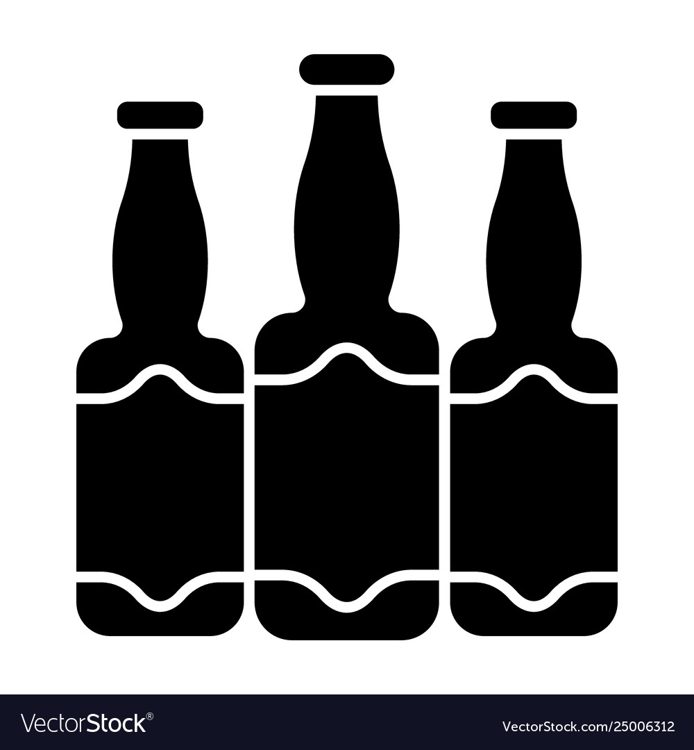 Three bottles beer solid icon flask Vector Image Three bottles beer solid icon flask