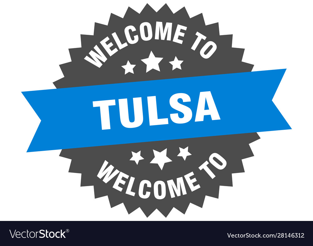 Tulsa sign welcome to blue sticker