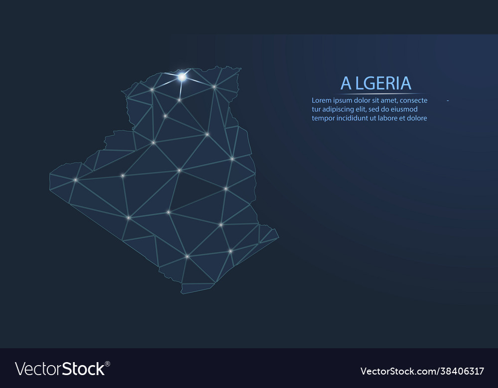 Algeria communication network map low poly image