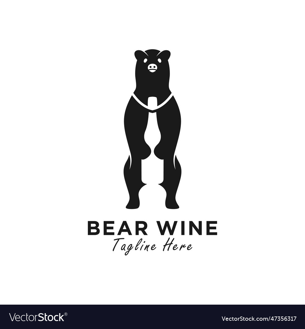 Bear wine logo design Royalty Free Vector Image