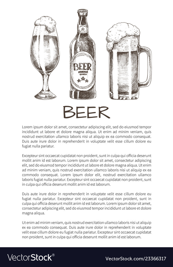 Beer object in ink hand drawn style sketch