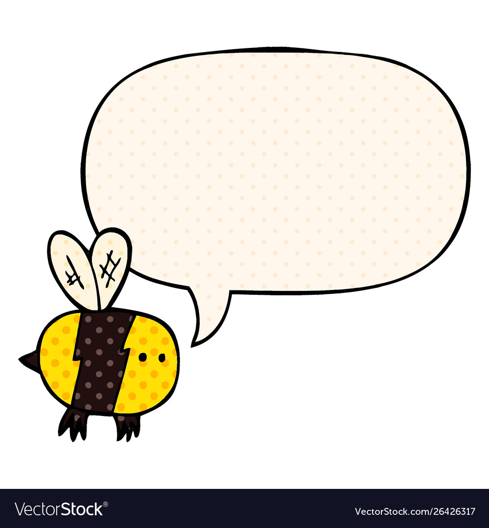 Cartoon bee and speech bubble in comic book style