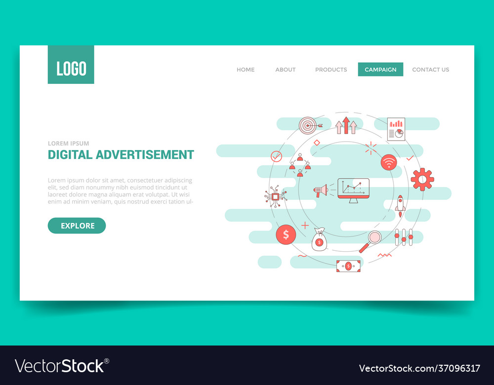 Digital advertisement concept with circle icon