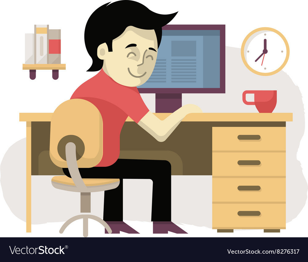 Freelancer at His Workplace Royalty Free Vector Image