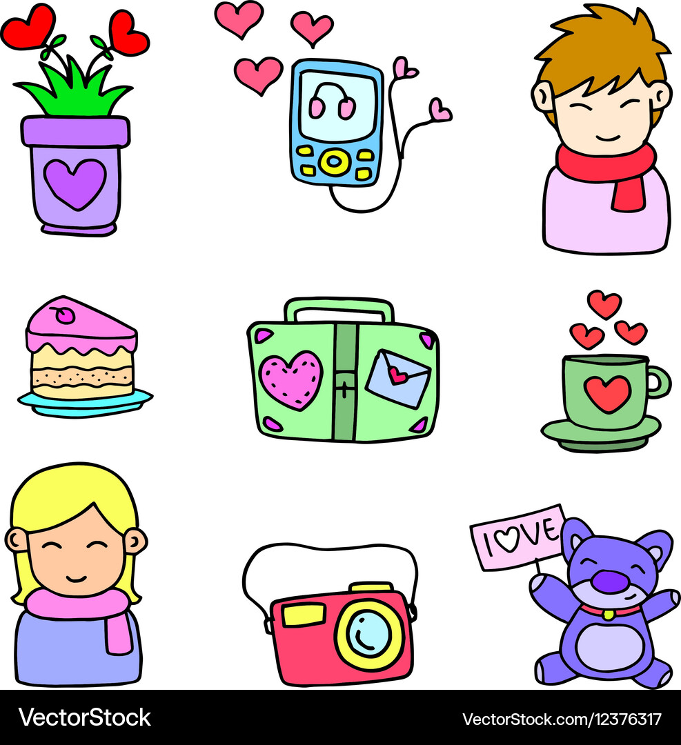 Love doodles Royalty Free Vector Image - VectorStock
