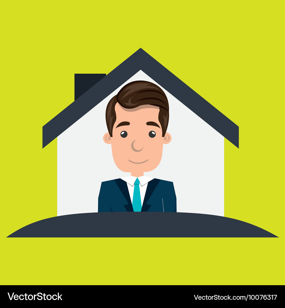 Man house insurance red Royalty Free Vector Image