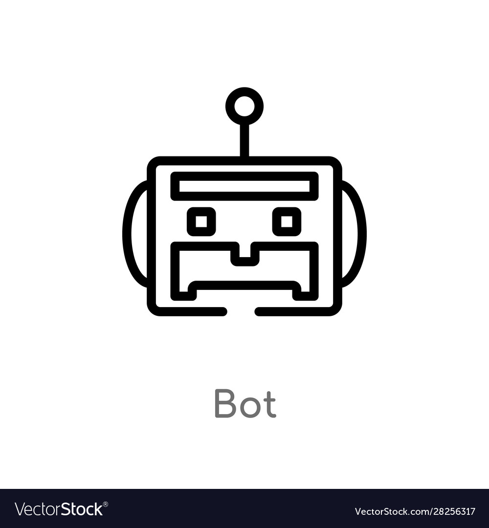 Outline bot icon isolated black simple line