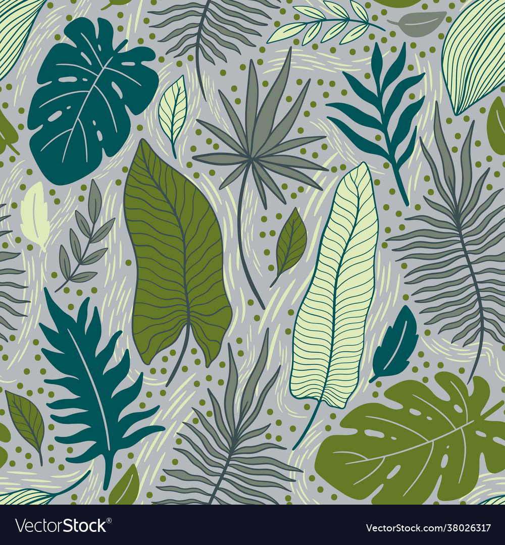 Seamless pattern leaves plant floral motif nature Vector Image