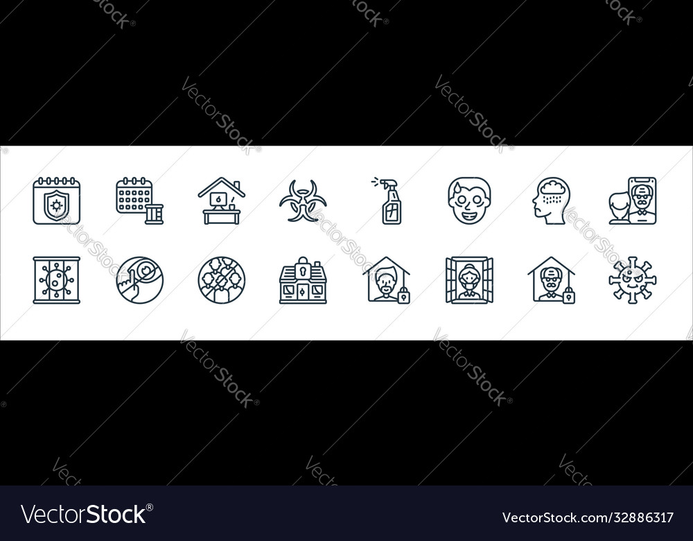 Self isolation line icons linear set quality vector image Self isolation line icons linear set quality