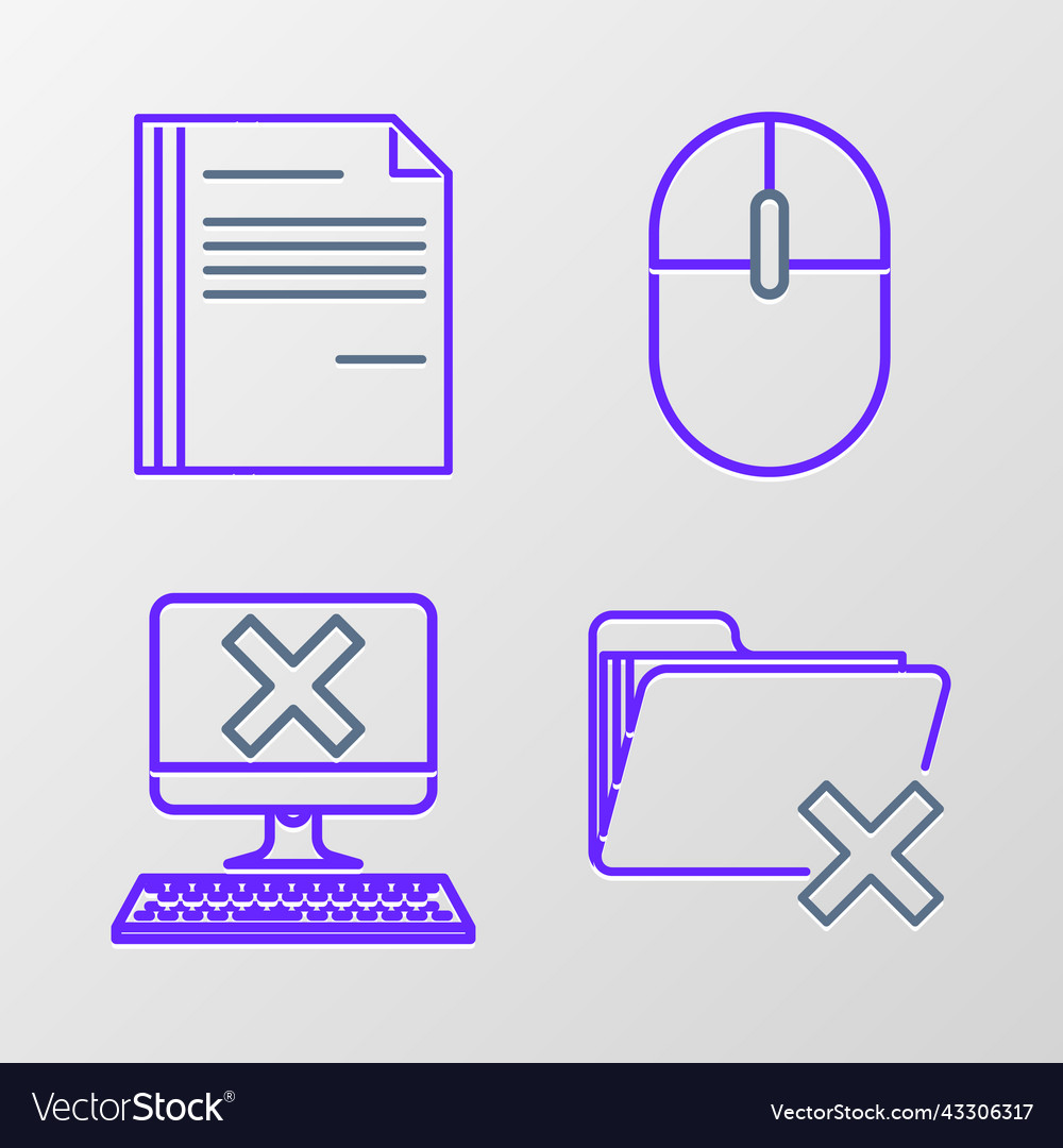 Set line delete folder computer with keyboard Vector Image Set line delete folder computer with keyboard