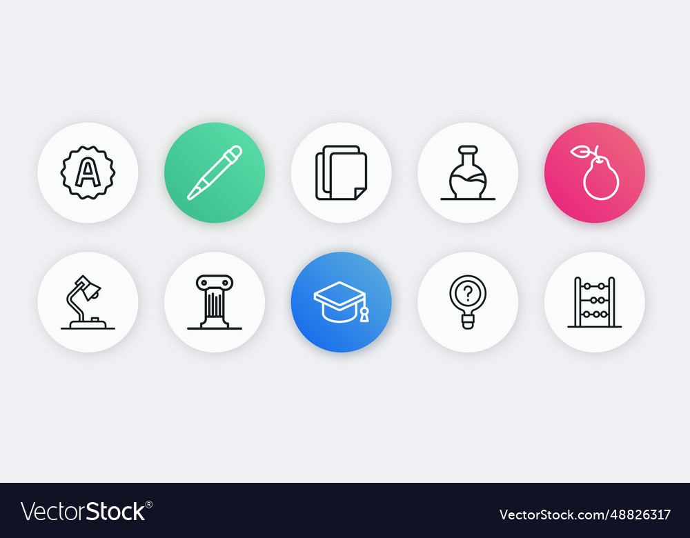 Set line graduation cap pear table lamp unknown vector image Set line graduation cap pear table lamp unknown