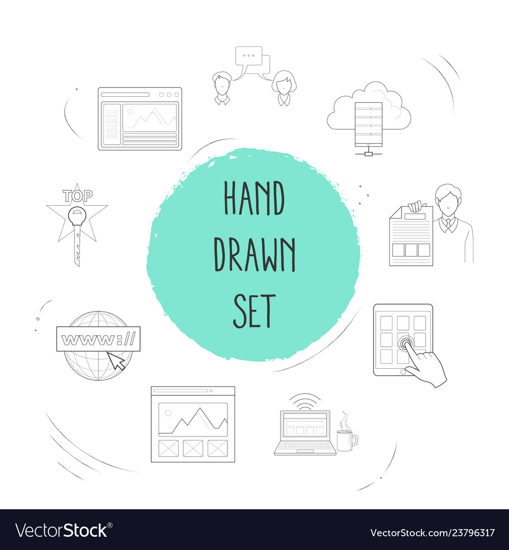 Set web design icons line style symbols vector image Set web design icons line style symbols