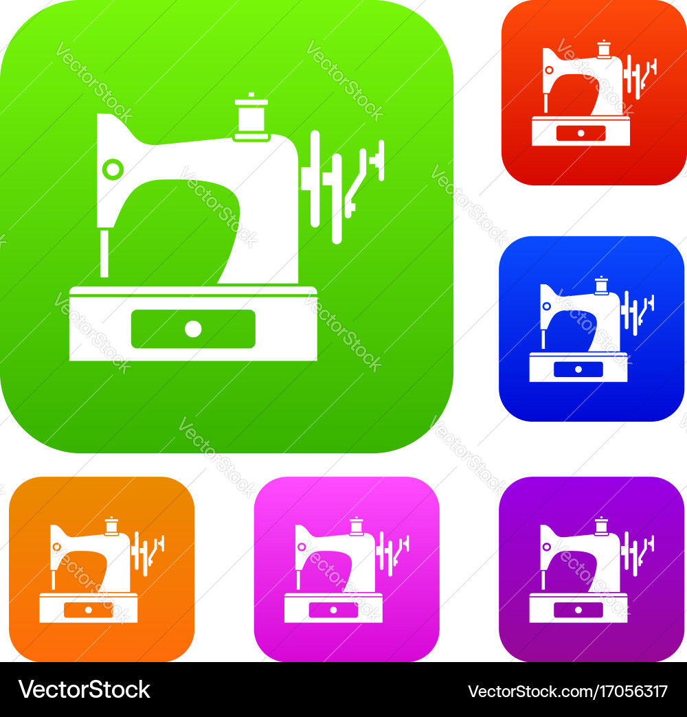 Sewing machine set collection Royalty Free Vector Image