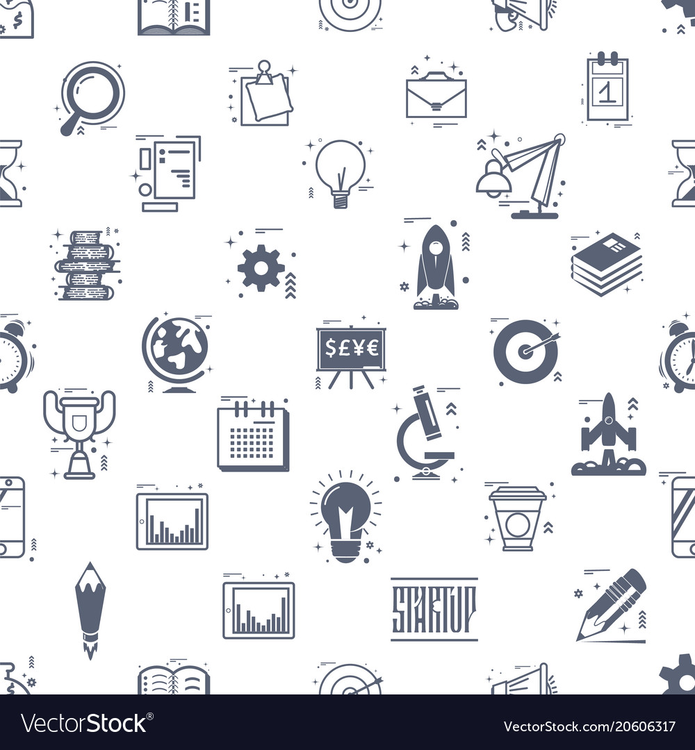 Start up seamless pattern business icons linear