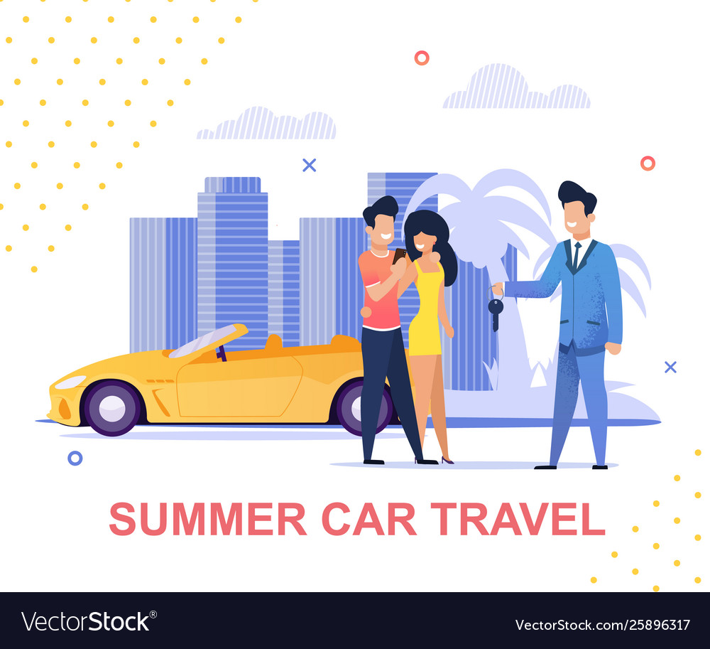 Summer Car Travel And Carsharing Service Banner Vector Image