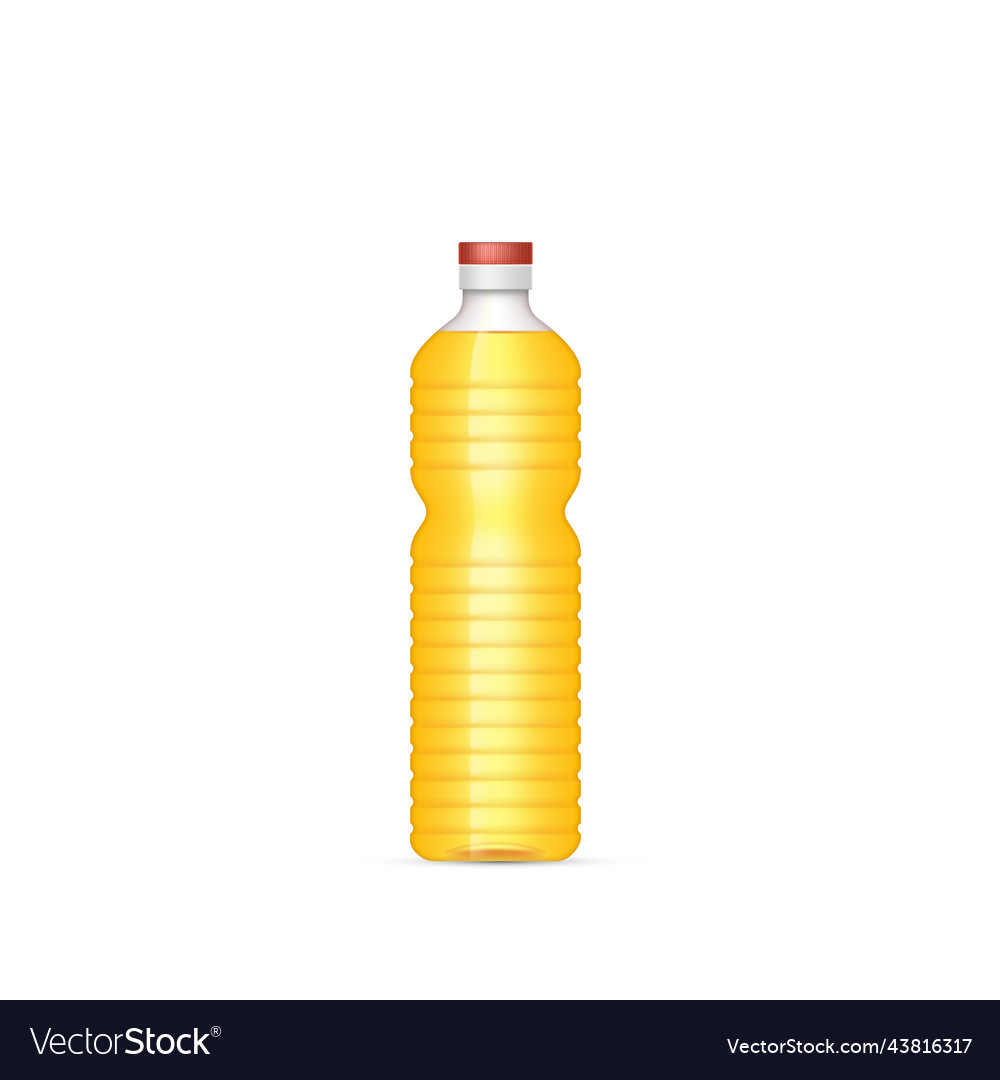 Vegetable oil in plastic bottle cooking sunflower Vector Image