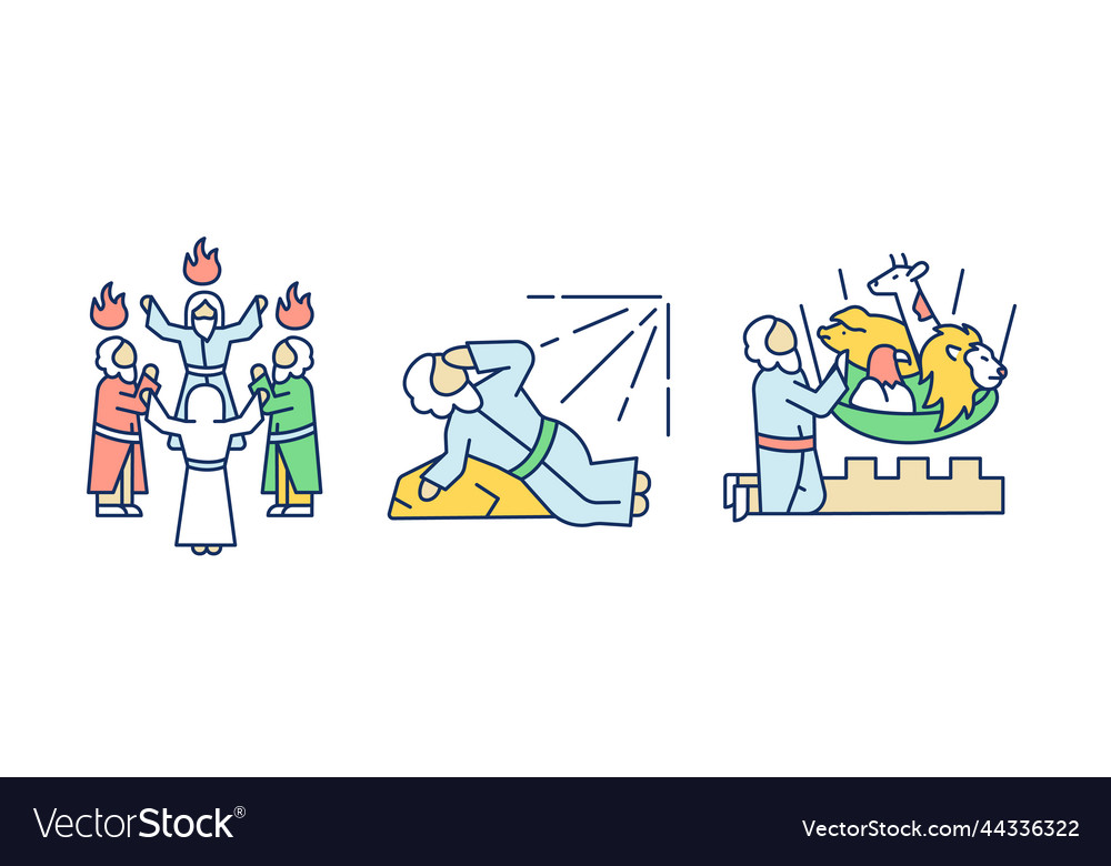 Biblical characters rgb color icons set vector image Biblical characters rgb color icons set