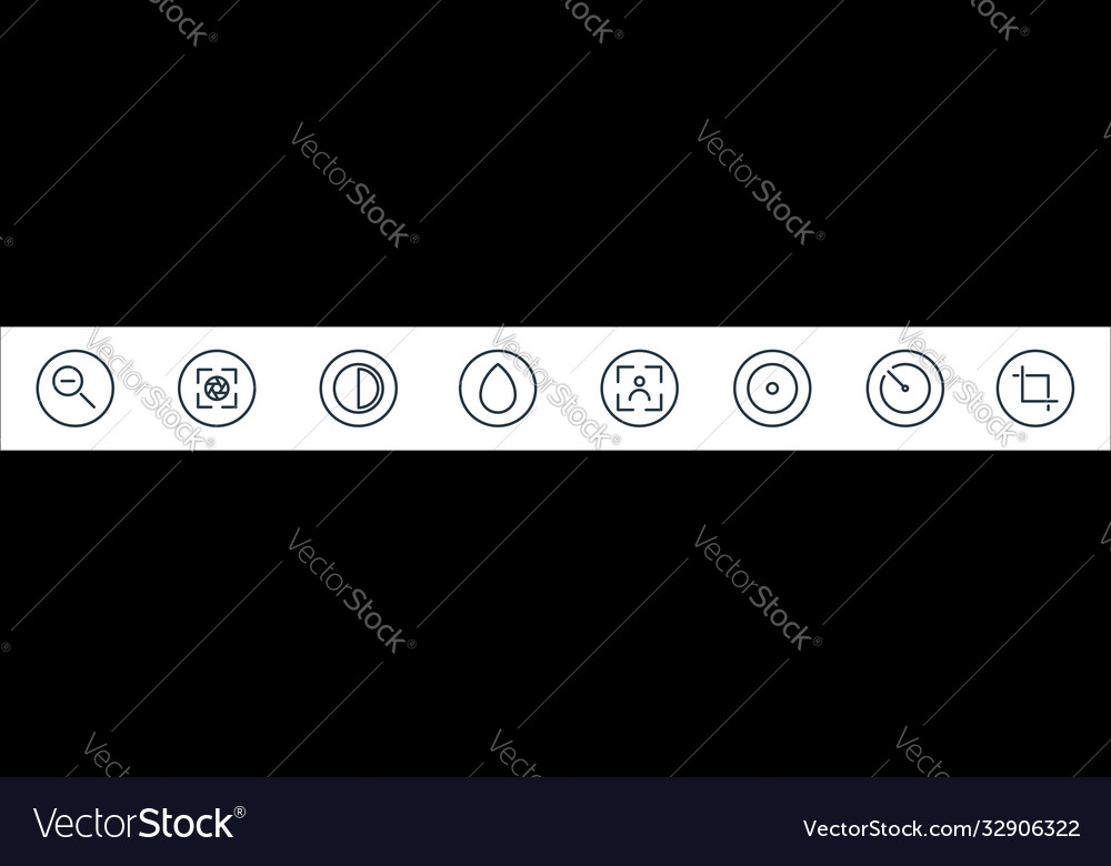 Camera line icons linear set quality vector image Camera line icons linear set quality