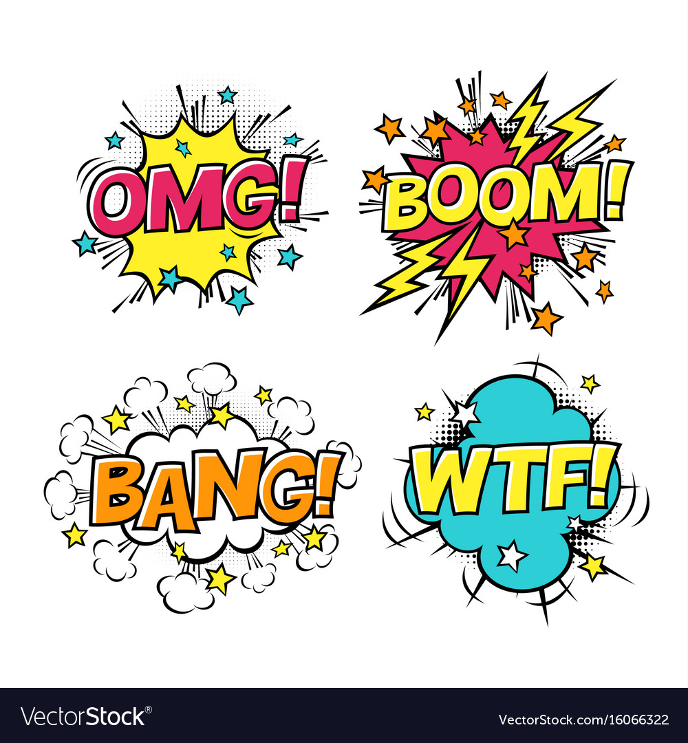 Comic speech bubbles set with different emotions