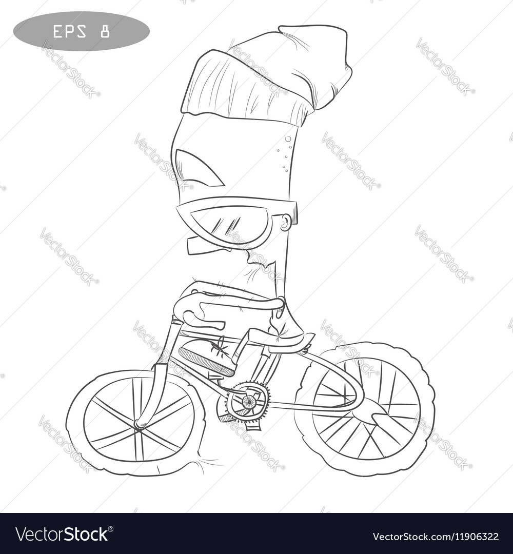 Cool cartoon cyclist on bike with glass2 Vector Image