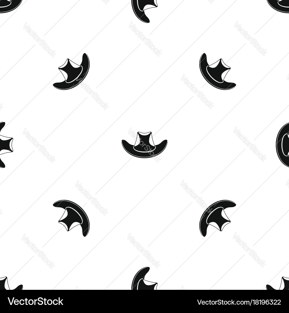 Cowboy hat pattern seamless black Royalty Free Vector Image