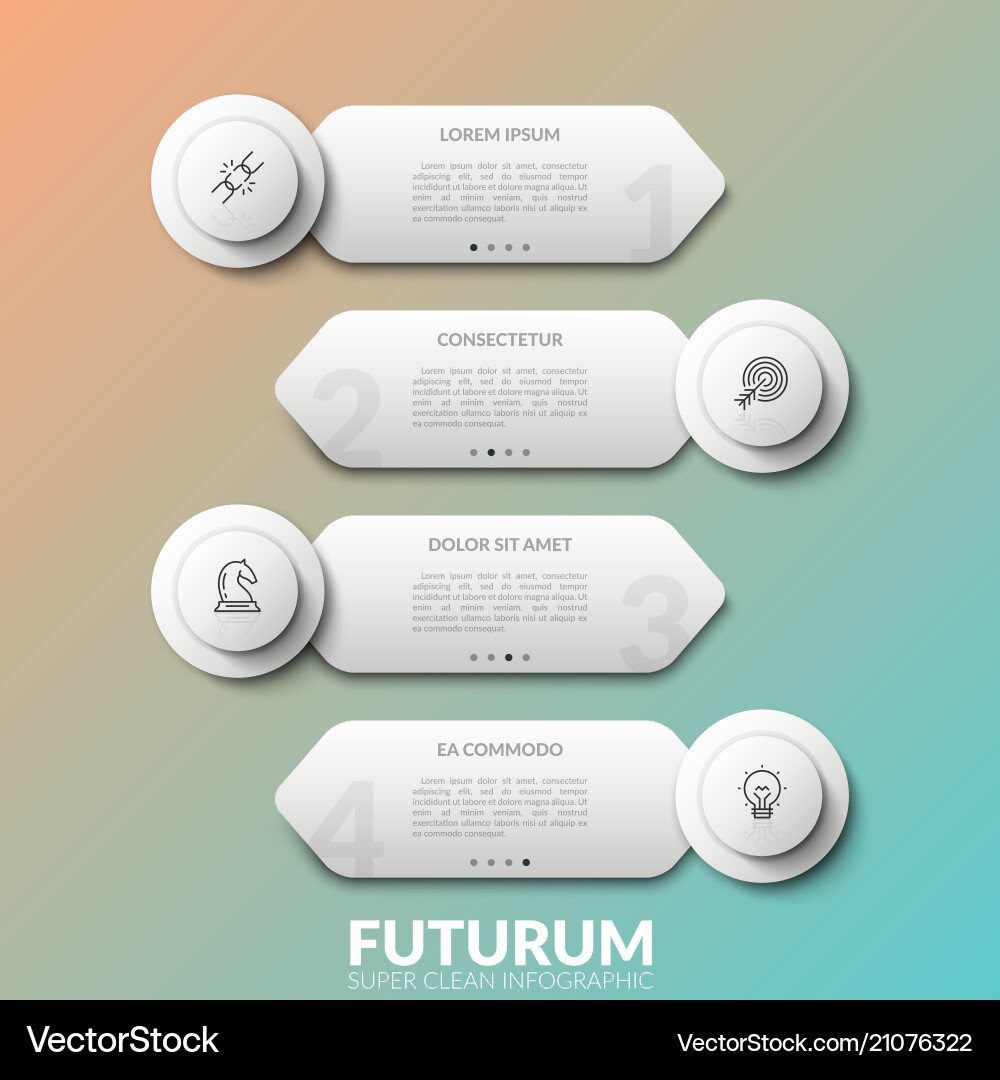 Four separate white round elements with thin line Vector Image