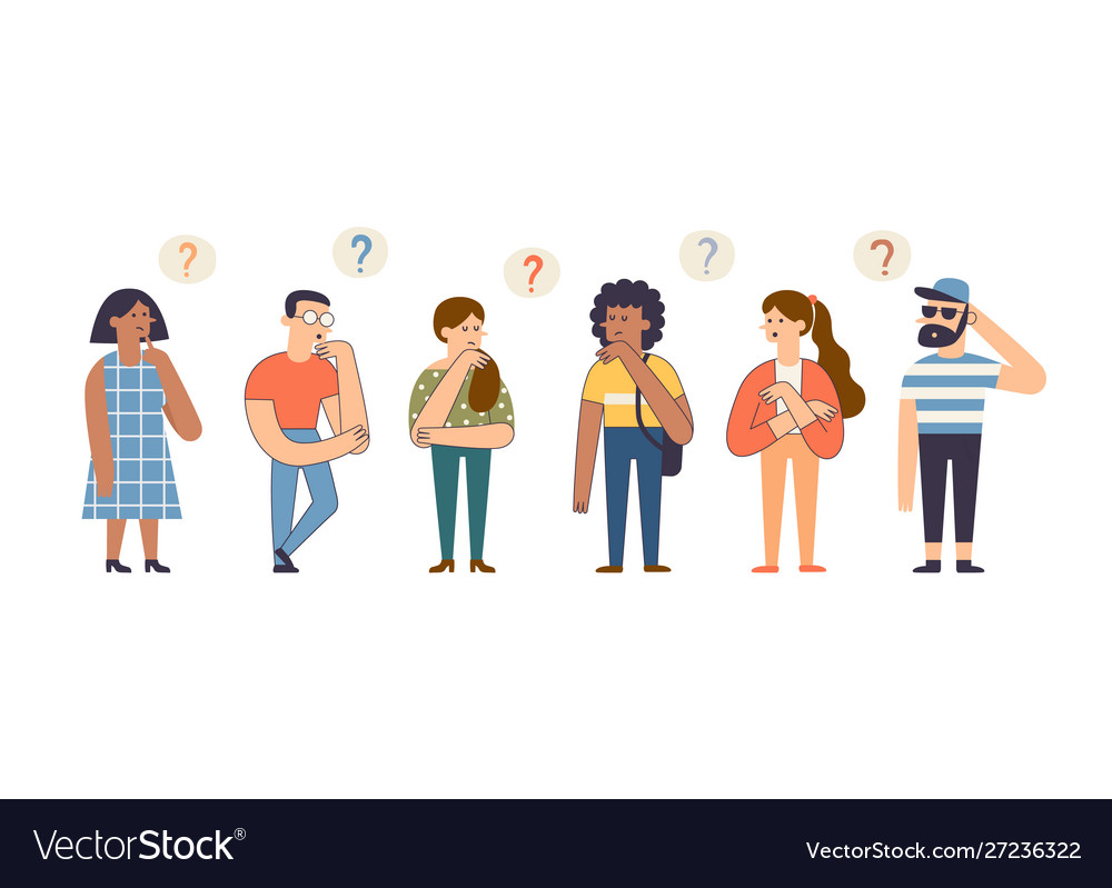 Group cute thoughtful people cartoon smart men Vector Image