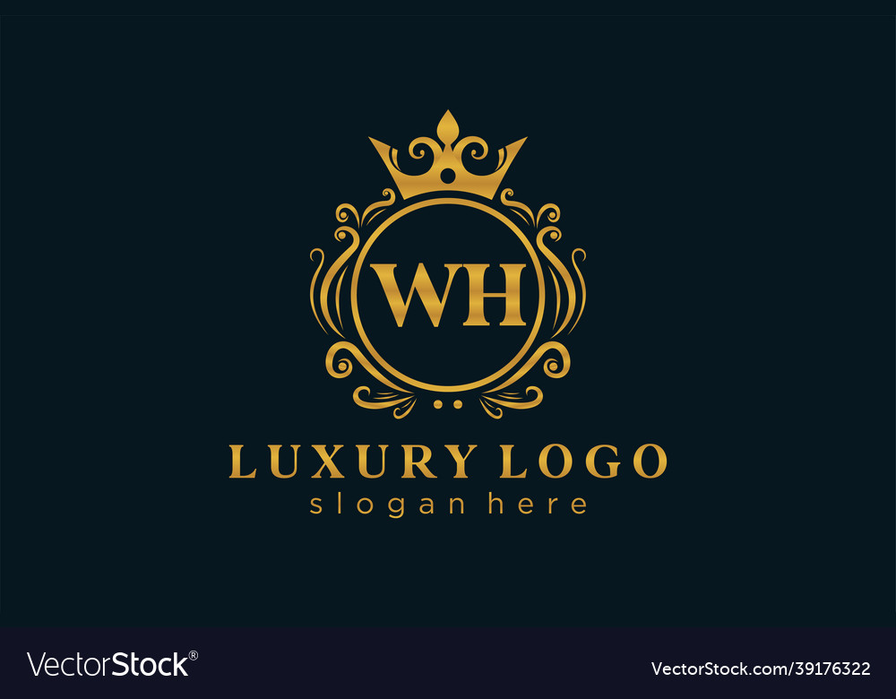 Initial wh letter royal luxury logo template