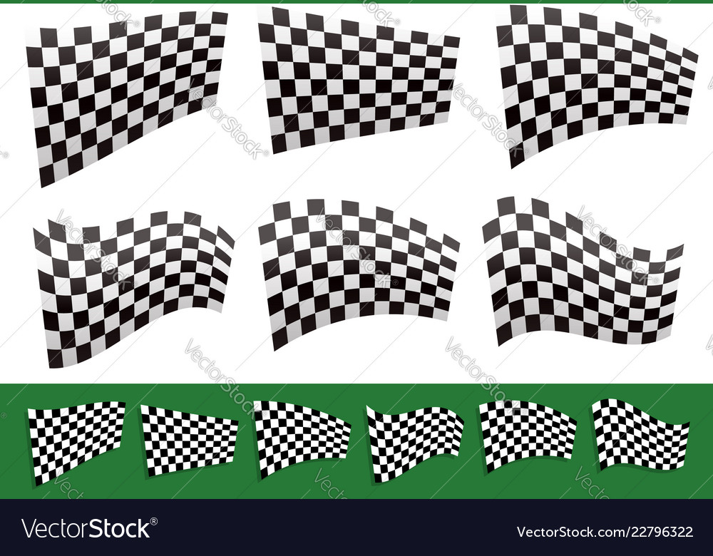 Isolated Checkered Racing Flags
