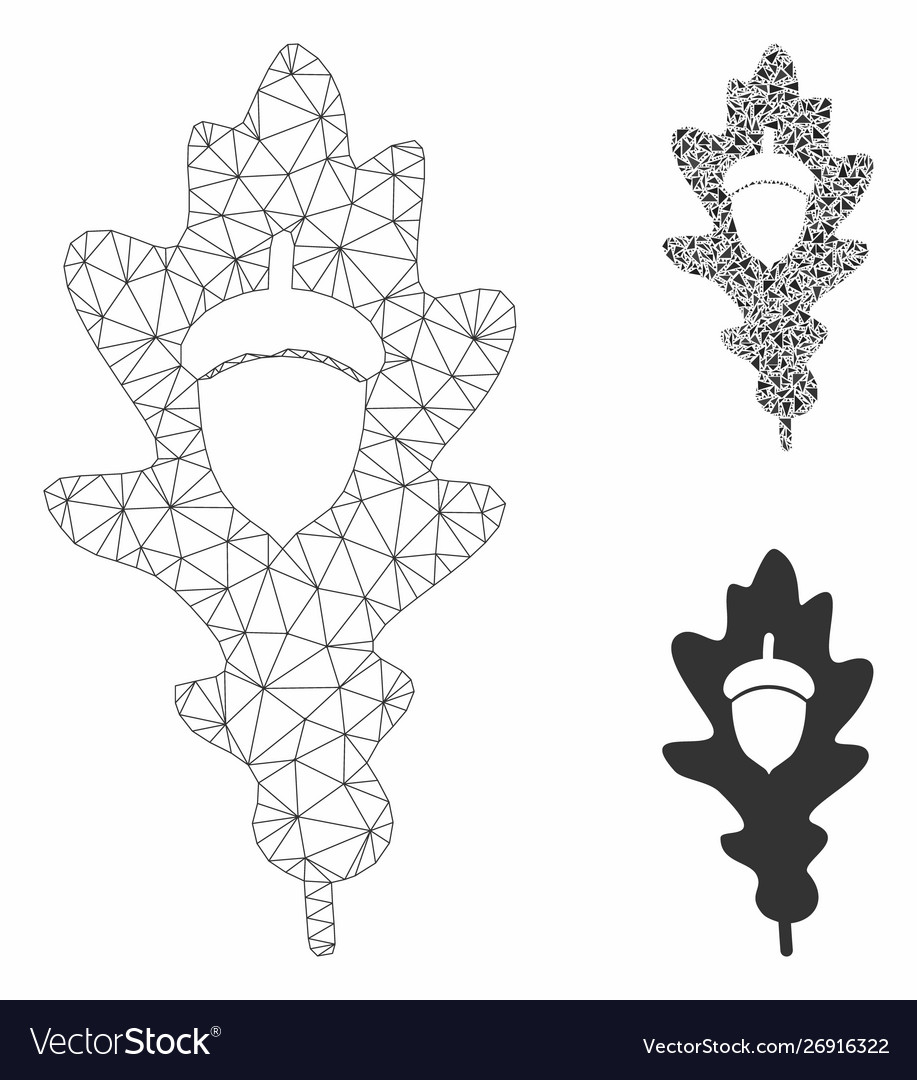 Oak acorn mesh network model and triangle vector image Oak acorn mesh network model and triangle