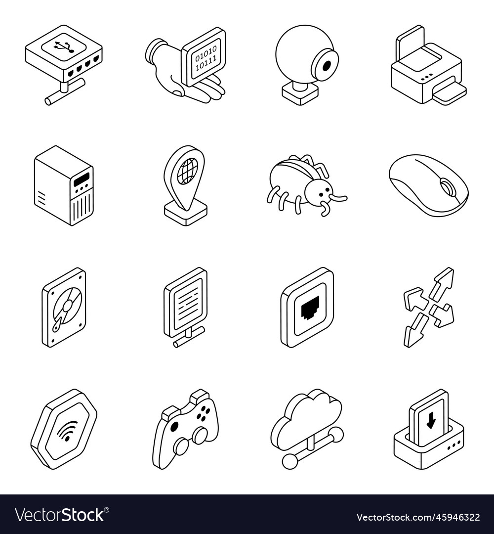 Pack of cloud networking linear icons