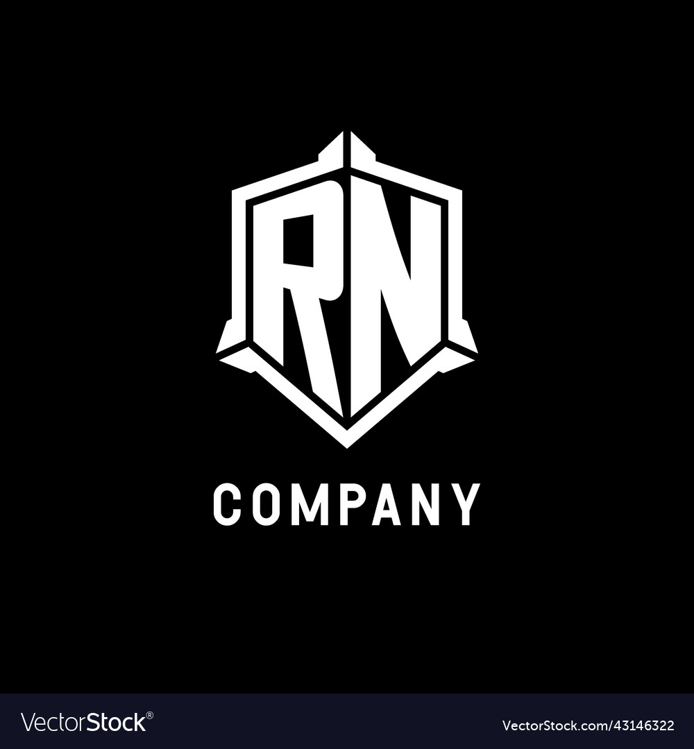 Rn logo initial with shield shape design style