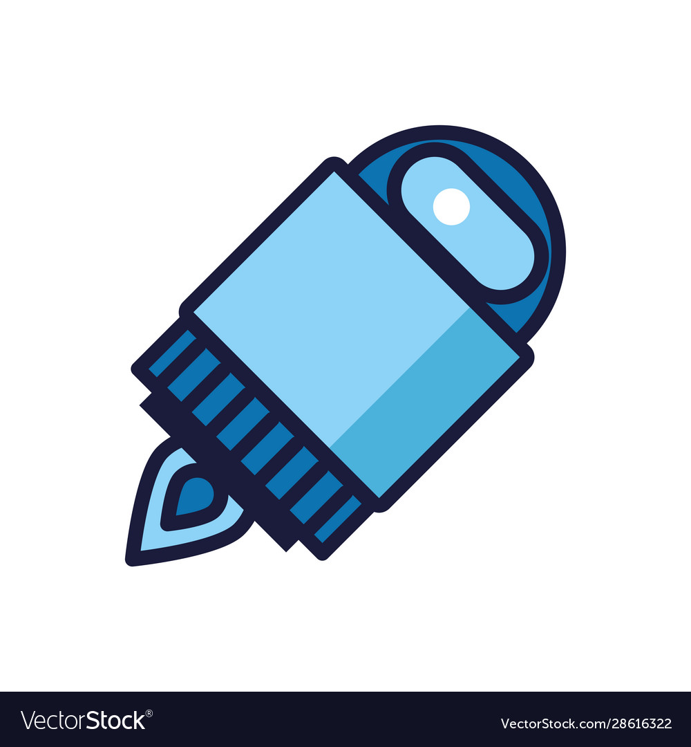 Robot floating cyborg isolated icon