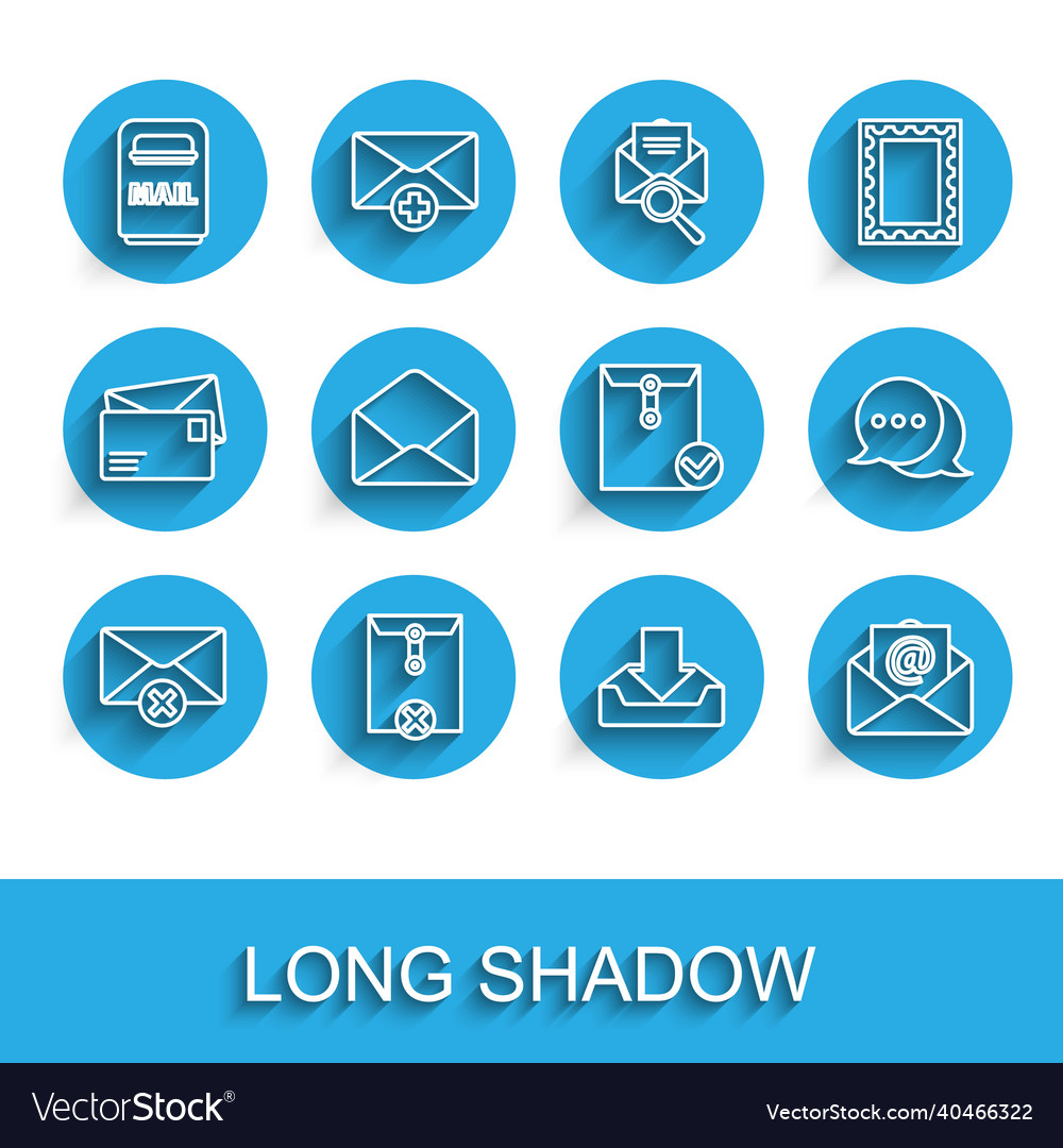 Set line delete envelope mail box download inbox vector image Set line delete envelope mail box download inbox