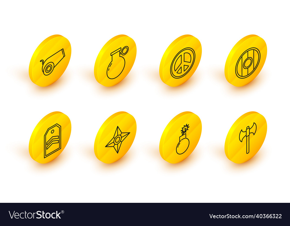 Set line medieval axe bomb ready to explode Vector Image