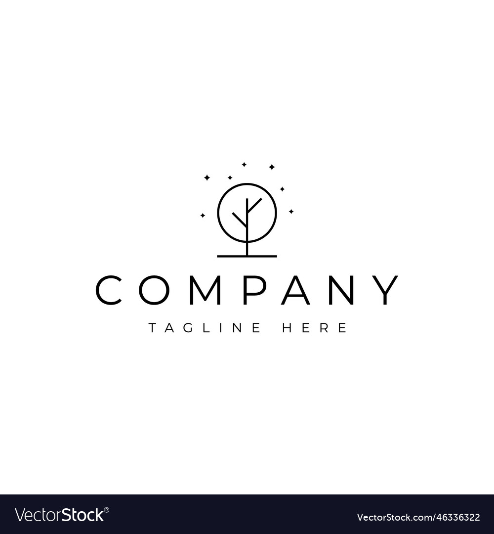 Simple circle tree linear logo design