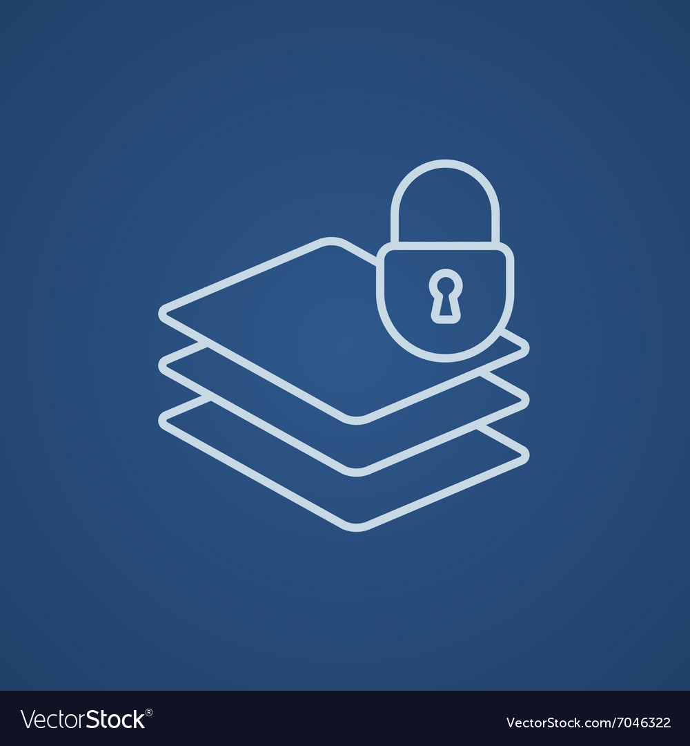 Stack of papers with lock line icon