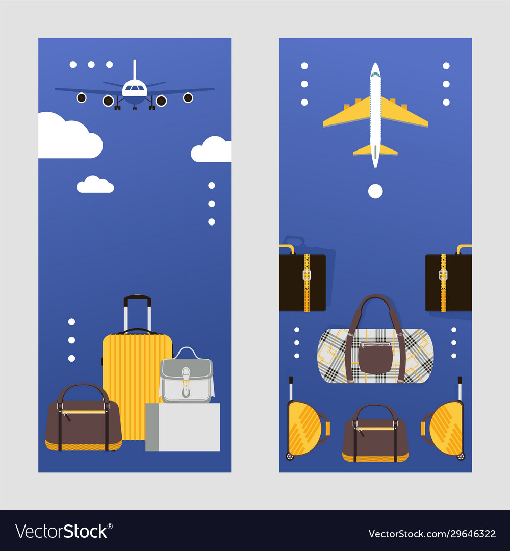 Travel bags on vertical banners suitcases for Vector Image