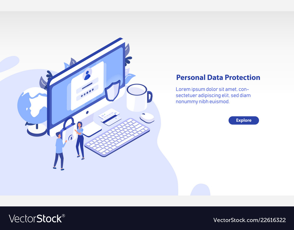 Web banner template with giant computer pair vector image Web banner template with giant computer pair