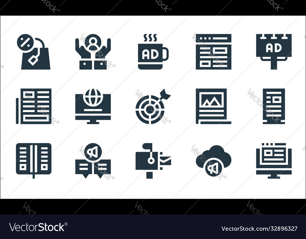 Advertisement line icons linear set quality