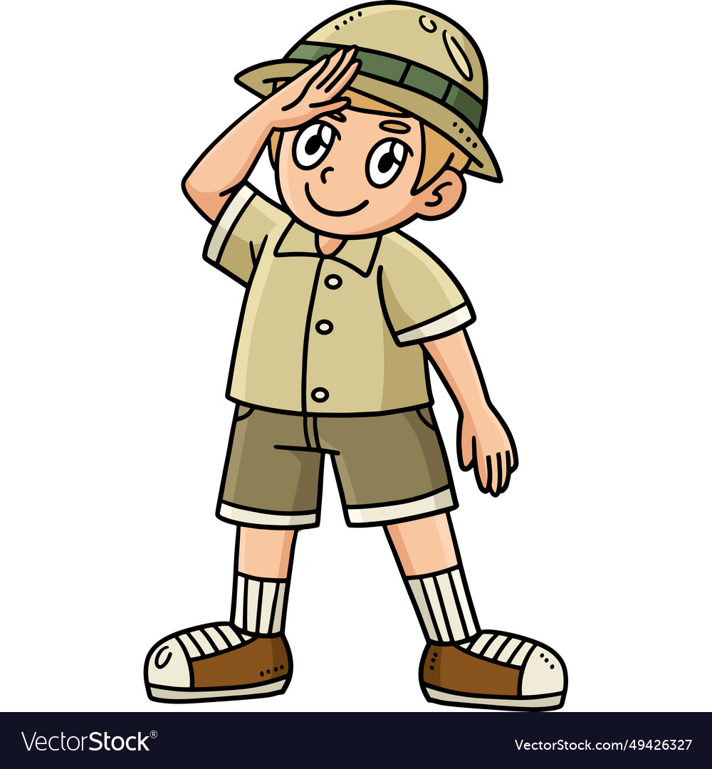 Child Saluting Cartoon Colored Clipart Royalty Free Vector