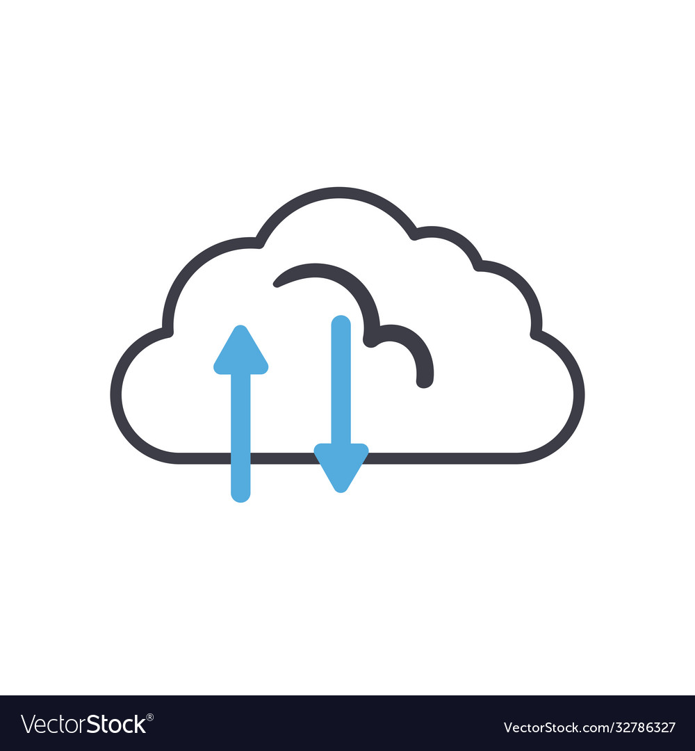 Cloud computing with upload and download arrows