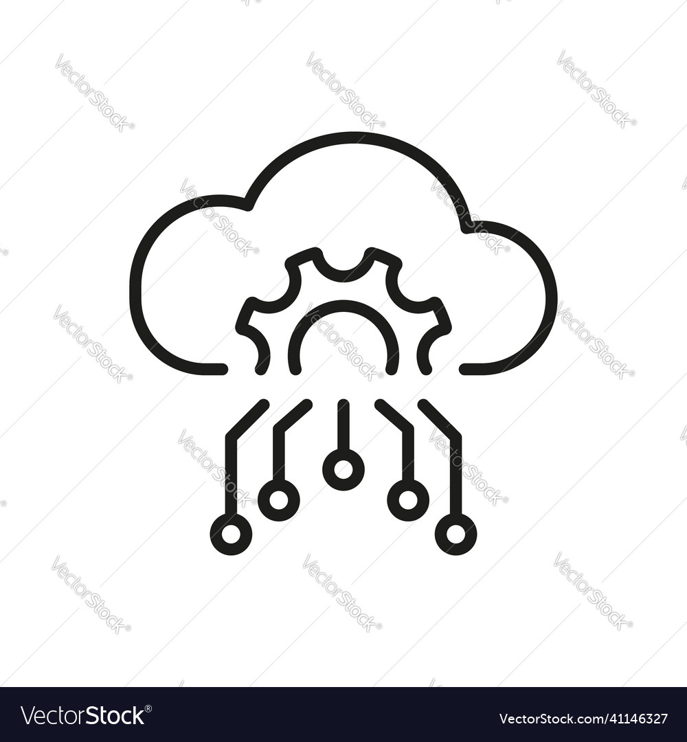 Cloud server setting line icon computing vector image Cloud server setting line icon computing