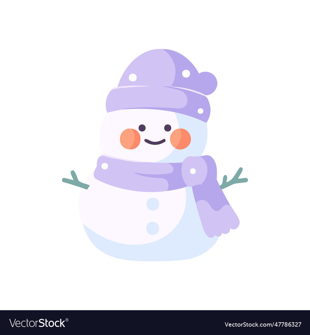 Cute snowman in flat style isolated on background