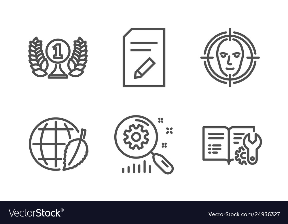 Face detect edit document and laureate award Vector Image Face detect edit document and laureate award