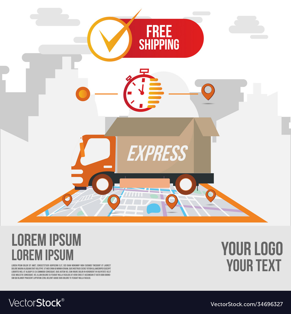 Fast delivery shipping online app truck vector image Fast delivery shipping online app truck