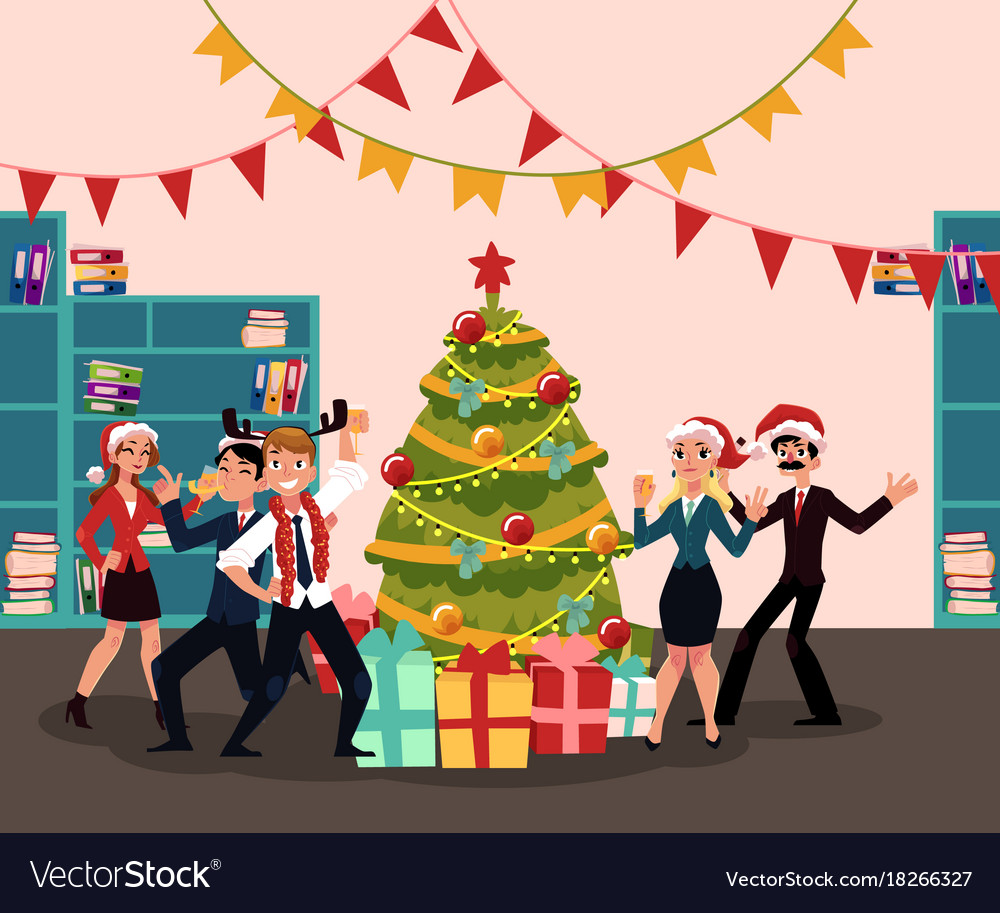Happy people having corporate xmas party