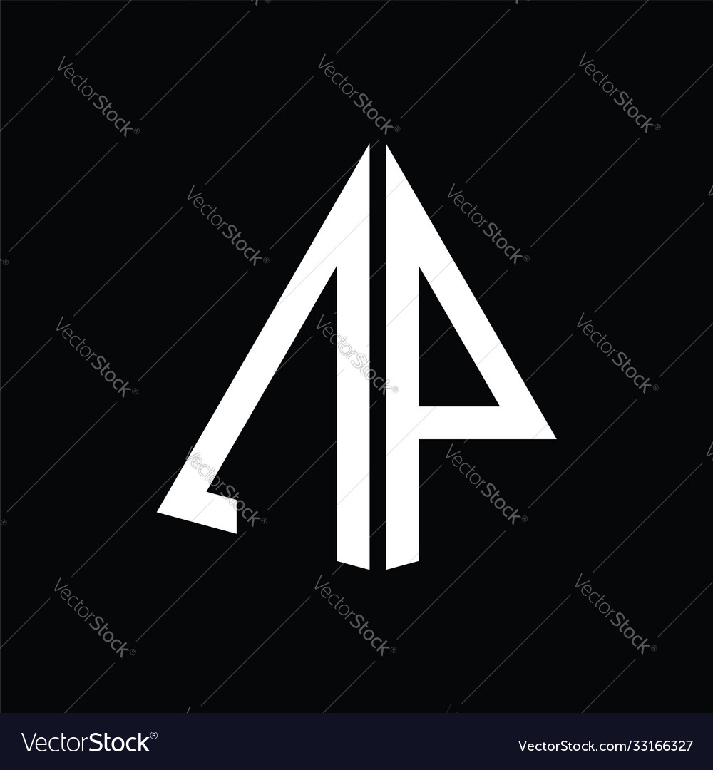 N p white triangle initials with a black