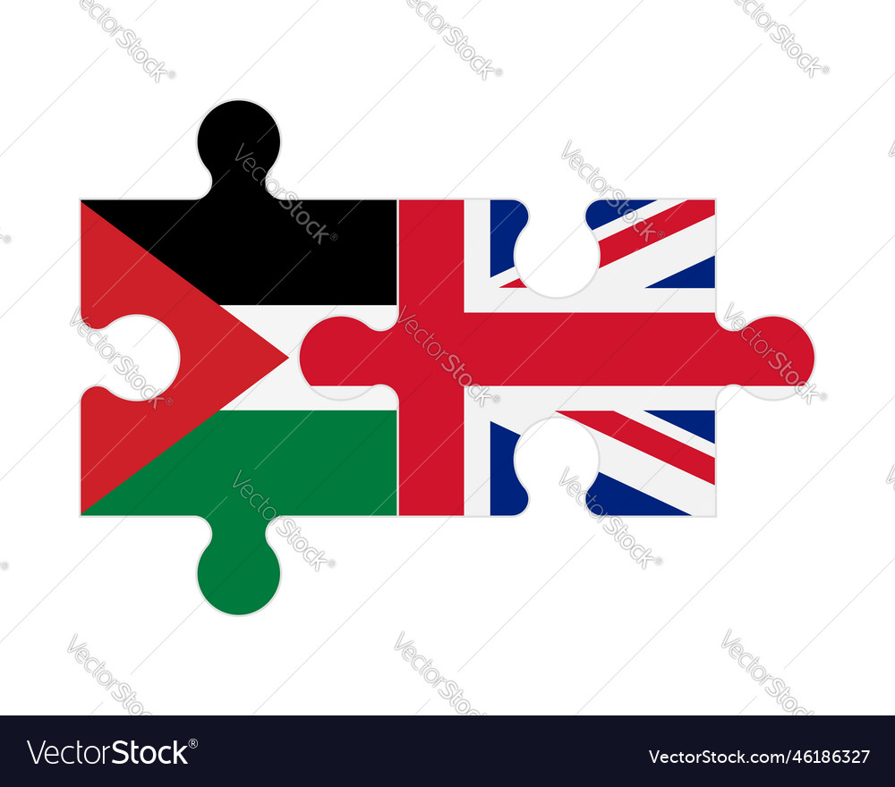 Puzzle of flags palestine and united kingdom Vector Image