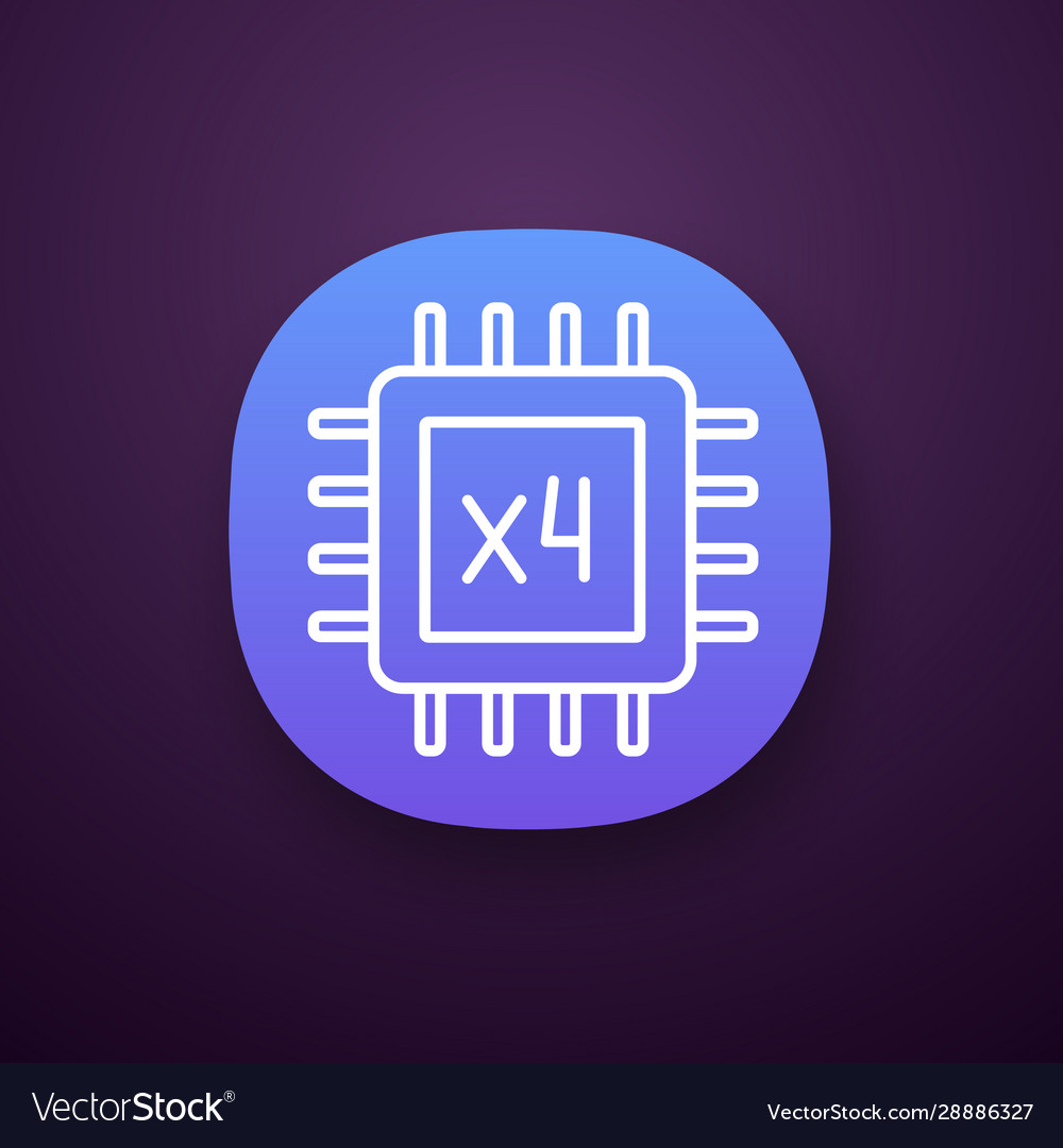 Quad core processor app icon vector image Quad core processor app icon